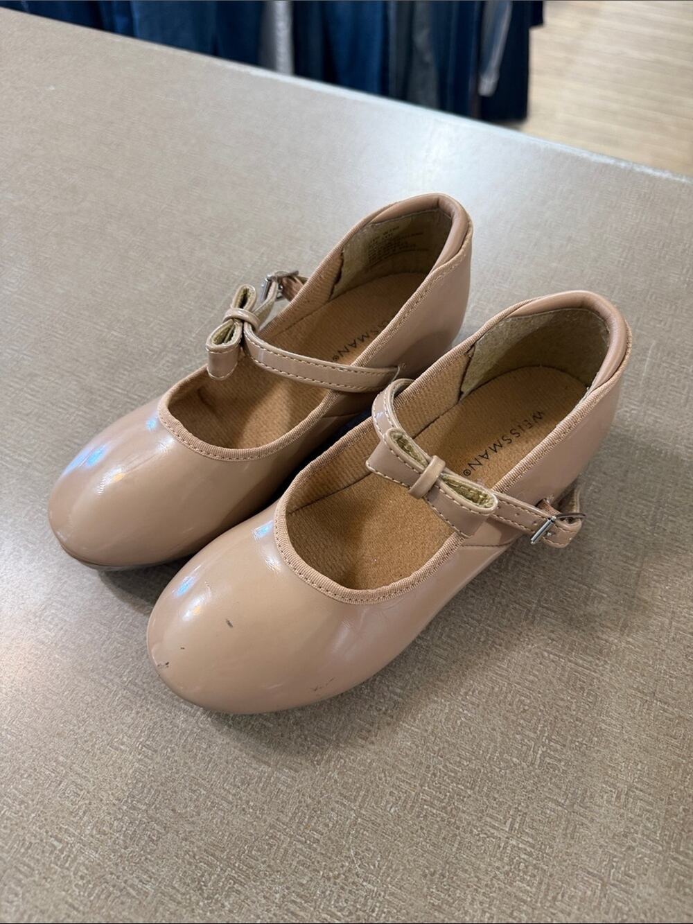 Weissman Girls Nude Patent Mary Jane Tap shoes size 1